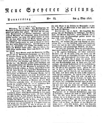 Neue Speyerer Zeitung Donnerstag 4. Mai 1826