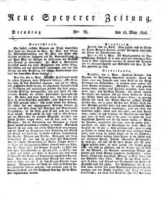 Neue Speyerer Zeitung Dienstag 16. Mai 1826