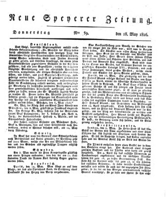 Neue Speyerer Zeitung Donnerstag 18. Mai 1826