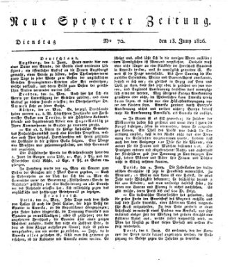 Neue Speyerer Zeitung Dienstag 13. Juni 1826