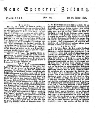 Neue Speyerer Zeitung Samstag 17. Juni 1826