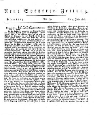 Neue Speyerer Zeitung Dienstag 4. Juli 1826