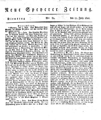 Neue Speyerer Zeitung Dienstag 11. Juli 1826