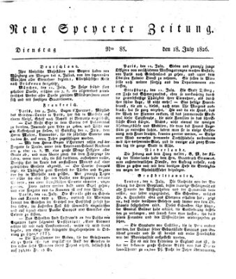 Neue Speyerer Zeitung Dienstag 18. Juli 1826