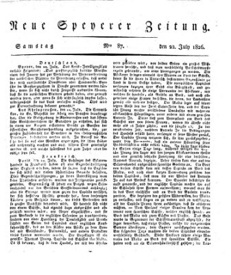 Neue Speyerer Zeitung Samstag 22. Juli 1826