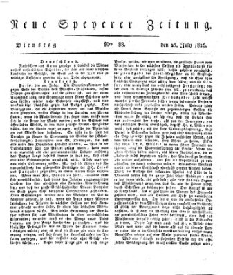 Neue Speyerer Zeitung Dienstag 25. Juli 1826