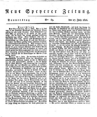 Neue Speyerer Zeitung Donnerstag 27. Juli 1826