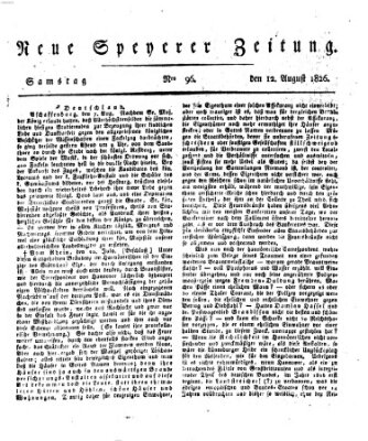 Neue Speyerer Zeitung Samstag 12. August 1826