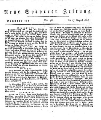 Neue Speyerer Zeitung Donnerstag 17. August 1826