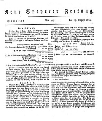 Neue Speyerer Zeitung Samstag 19. August 1826