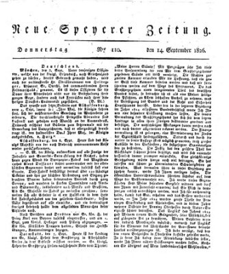 Neue Speyerer Zeitung Donnerstag 14. September 1826