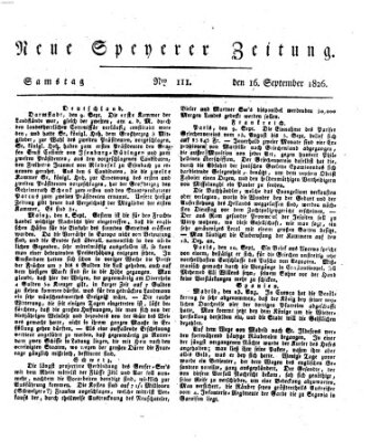 Neue Speyerer Zeitung Samstag 16. September 1826