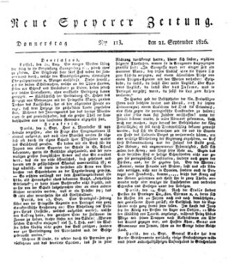 Neue Speyerer Zeitung Donnerstag 21. September 1826