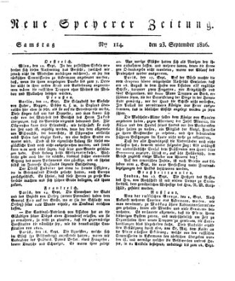 Neue Speyerer Zeitung Samstag 23. September 1826