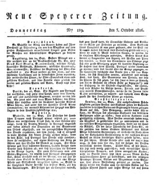 Neue Speyerer Zeitung Donnerstag 5. Oktober 1826