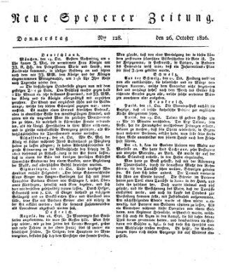 Neue Speyerer Zeitung Donnerstag 26. Oktober 1826