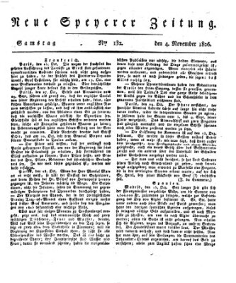 Neue Speyerer Zeitung Samstag 4. November 1826