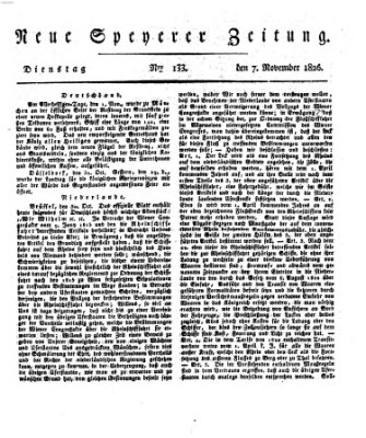 Neue Speyerer Zeitung Dienstag 7. November 1826