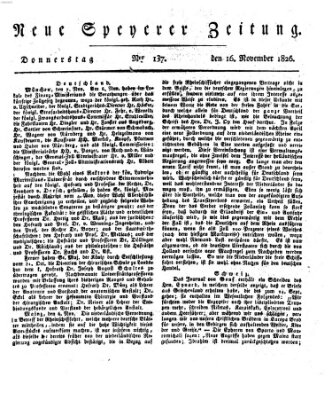 Neue Speyerer Zeitung Donnerstag 16. November 1826