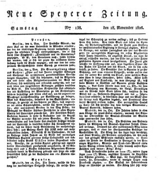 Neue Speyerer Zeitung Samstag 18. November 1826