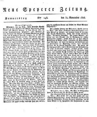 Neue Speyerer Zeitung Donnerstag 30. November 1826