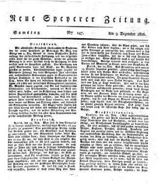 Neue Speyerer Zeitung Samstag 9. Dezember 1826