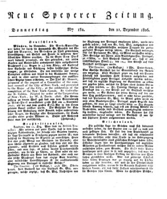 Neue Speyerer Zeitung Donnerstag 21. Dezember 1826