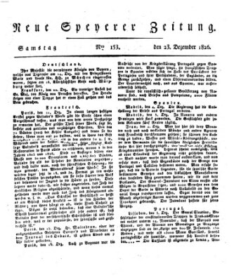 Neue Speyerer Zeitung Samstag 23. Dezember 1826