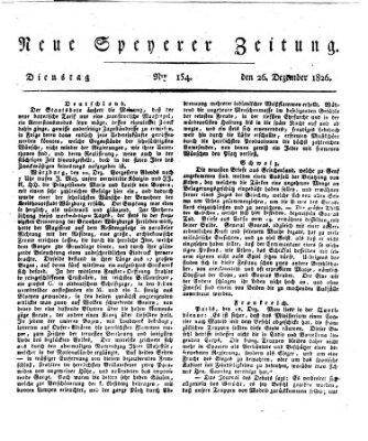 Neue Speyerer Zeitung Dienstag 26. Dezember 1826