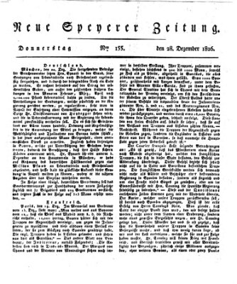 Neue Speyerer Zeitung Donnerstag 28. Dezember 1826