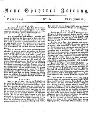 Neue Speyerer Zeitung Samstag 13. Januar 1827