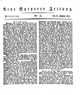 Neue Speyerer Zeitung Dienstag 30. Januar 1827