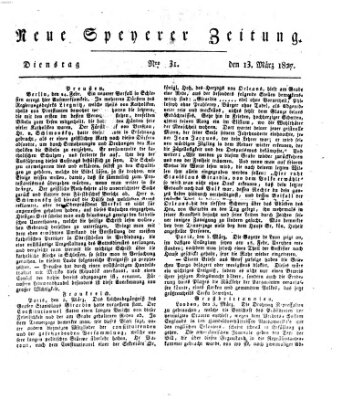 Neue Speyerer Zeitung Dienstag 13. März 1827