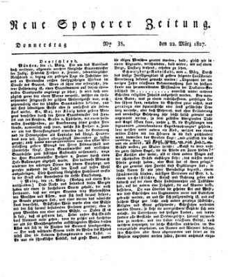 Neue Speyerer Zeitung Donnerstag 22. März 1827