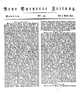 Neue Speyerer Zeitung Samstag 7. April 1827