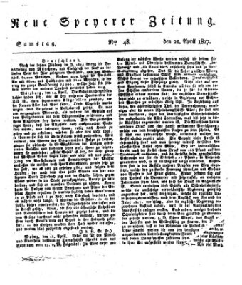 Neue Speyerer Zeitung Samstag 21. April 1827