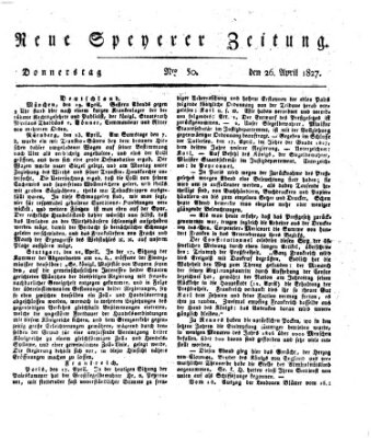 Neue Speyerer Zeitung Donnerstag 26. April 1827