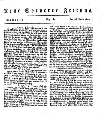 Neue Speyerer Zeitung Samstag 28. April 1827