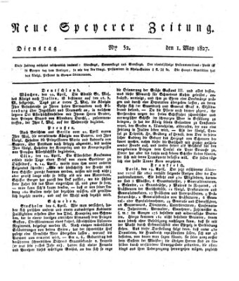 Neue Speyerer Zeitung Dienstag 1. Mai 1827