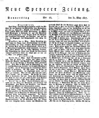 Neue Speyerer Zeitung Donnerstag 31. Mai 1827