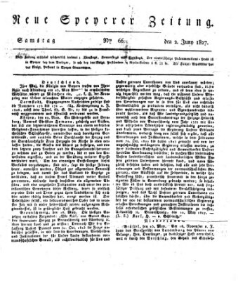 Neue Speyerer Zeitung Samstag 2. Juni 1827