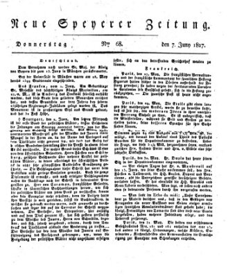 Neue Speyerer Zeitung Donnerstag 7. Juni 1827