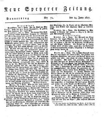 Neue Speyerer Zeitung Donnerstag 14. Juni 1827