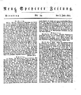 Neue Speyerer Zeitung Dienstag 3. Juli 1827