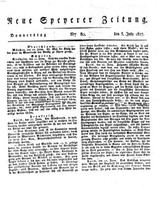 Neue Speyerer Zeitung Donnerstag 5. Juli 1827