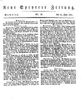 Neue Speyerer Zeitung Samstag 21. Juli 1827