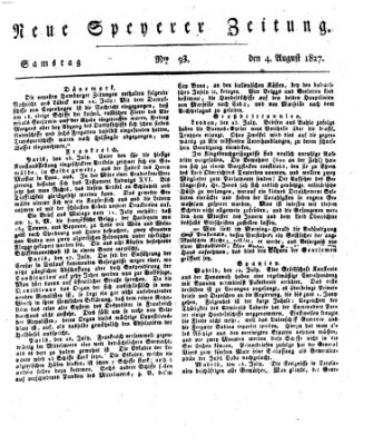 Neue Speyerer Zeitung Samstag 4. August 1827