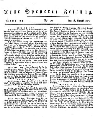 Neue Speyerer Zeitung Samstag 18. August 1827