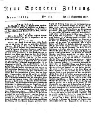 Neue Speyerer Zeitung Donnerstag 13. September 1827