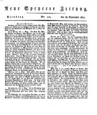 Neue Speyerer Zeitung Dienstag 18. September 1827